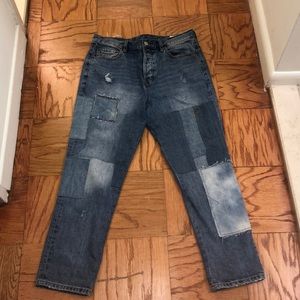 Free People Patchwork boyfriend jean